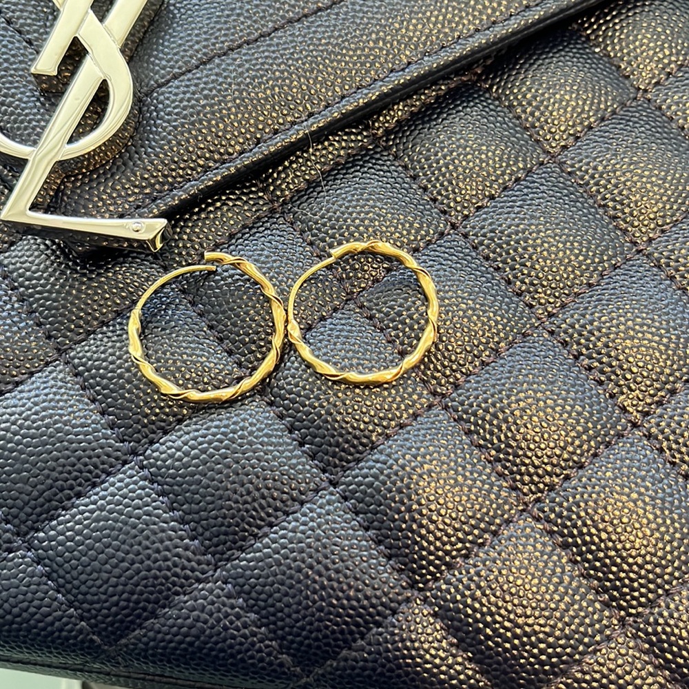 Italy  18 karat gold, solid, Hope Earrings 2 gram - Picture 5 of 7